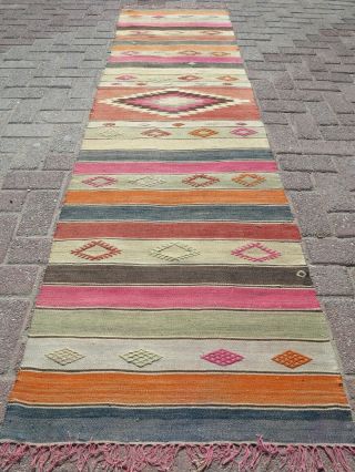 Turkish Kilim Rug Runner Carpet Runner Long Rug 26,  7 " X102,  3 " Hallway Rug Corridor
