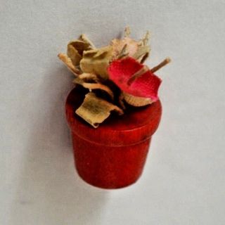 Vintage Dollhouse Miniature Accessory Wood Flower Pot
