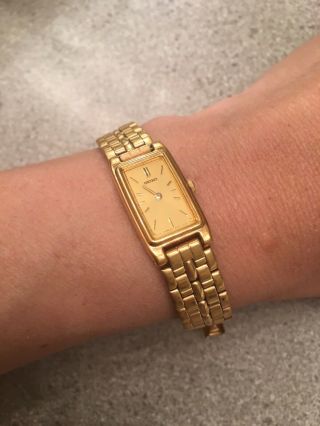 Seiko Vintage Antique Thin Gold Plated Basket Weave Band Ladies Watch