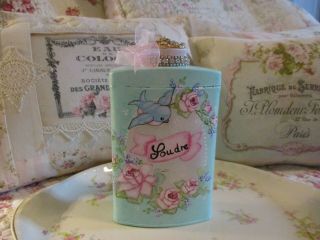 Shabby Chic Hand Painted Roses - Vintage Talcum Tin