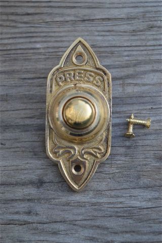 Victorian Gothic Revival Style Brass Front Door Bell Push Button Bell Pusher Cb7