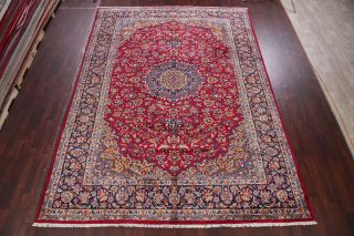 VINTAGE 10x13 Traditional Floral Oriental Area RUG Hand - Knotted RED BLUE Wool 2