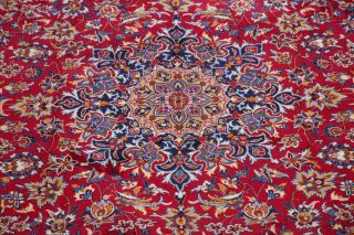 VINTAGE 10x13 Traditional Floral Oriental Area RUG Hand - Knotted RED BLUE Wool 4
