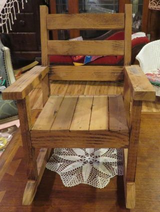 Vintage 18 " Accessory,  Wooden Rocking Chair To Display With Dolls