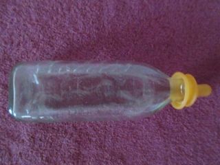 Vintage Antique Happy On Stomach Baby Crawling Glass Baby Bottle Pull - On Nipple