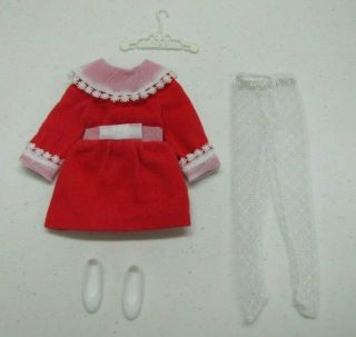 Vtg Barbie Skipper 1737 " Velvet Blush " Complete Orig.  1970 Red Dress Stockings