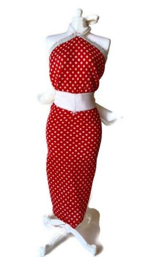 Vintage 1980 Barbie Red & White Polka Dot Halter Dress Best Buy Fashion 1465