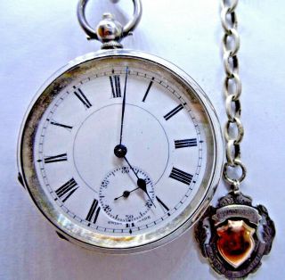 A very Good Antique Silver Pocket Watch & Chain 1919 2