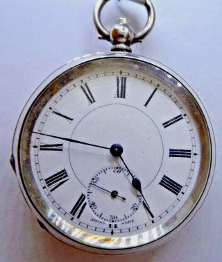 A very Good Antique Silver Pocket Watch & Chain 1919 3