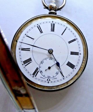 A very Good Antique Silver Pocket Watch & Chain 1919 4