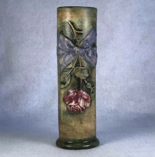Antique Weller Woodcraft Flemish Rose & Bow Vase Circa 1920 