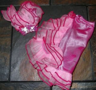 Barbie Doll Clothes - Vintage Pink Satin Ruffly Skirt W/ Matching Top