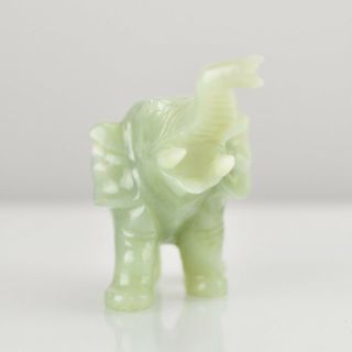 Vintage Chinese Carved Jade Elephant Figurine Good Luck Trunk Up Statue 4