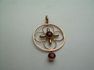 Antique Edwardian 9ct Rose Gold Natural Garnet Pendant.