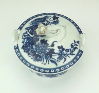 Antique First Period Worcester Porcelain - Blue & White Lidded Box - Unusual 2