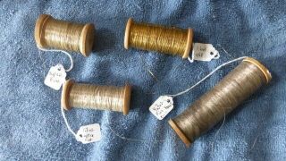 Antique French Tinsel - - - 4 Wood Spools