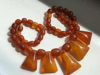 Rare Natural Vintage Amber Beads Antique Baltic Old Necklace 25,  91 Gr