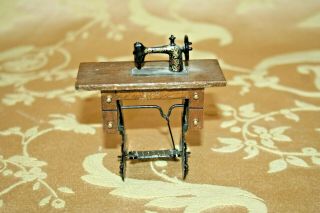 Vintage 3.  25 " Miniature Doll House Furniture Toy Singer Sewing Machine Table