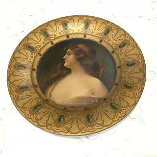 Antique Royal Saxony Tin Litho Lady Portrait Plate Frame St.  Louis