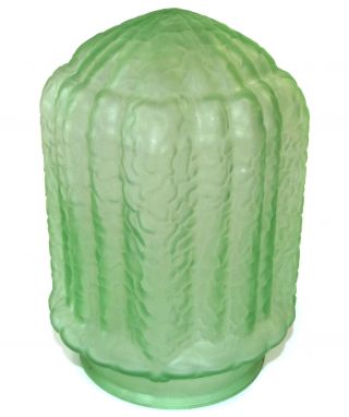 Vtg Antique Green Vaseline Glass Light Shade Lamp Globe Sconce Arts Crafts Nr