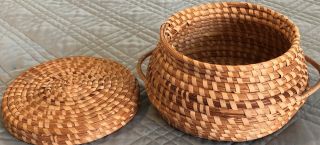 Antique and Vintage Woven Sewing Baskets with Lid, 2