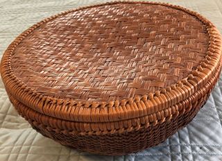 Antique and Vintage Woven Sewing Baskets with Lid, 4