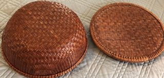 Antique and Vintage Woven Sewing Baskets with Lid, 6