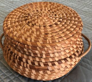Antique and Vintage Woven Sewing Baskets with Lid, 8