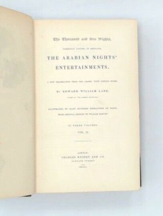Antique 1840 THE ARABIAN NIGHTS Vol II Publisher Charles Knight & Co - M22 2