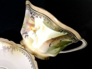 ANTIQUE R.  S.  PRUSSIA TEA CUP AND SAUCER HAND PAINTED SCALLOPED WITH GOLD TRIM 6