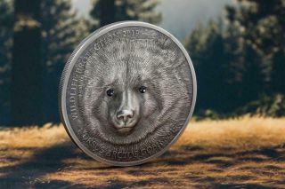2019 Mongolia 500 Togrog Mongolian Gobi Bear 1 Oz Silver Antique Coin