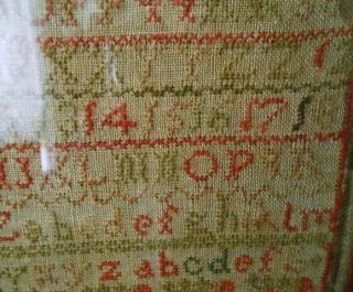 Primitives Antique late 1800 ' s Stitchery Sampler with 1920 ' s frame,  all. 3