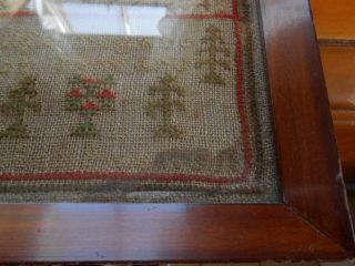 Primitives Antique late 1800 ' s Stitchery Sampler with 1920 ' s frame,  all. 6