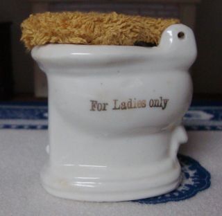 Vintage Dollhouse Miniature German Porcelain White Toilet For Ladies Only