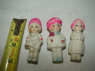 Vintage 3 Bisque Doll Frozen Charlotte Penny Style Japan 2 3/4 Inch Girl Child