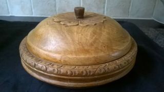 Rare Hand Made Wooden Treen Lidded Bowl Circa 1930 