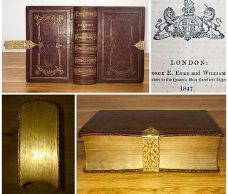 1847 Antique Holy Bible Eyre Spottiswoode Old & Testament Fine Leather Bound