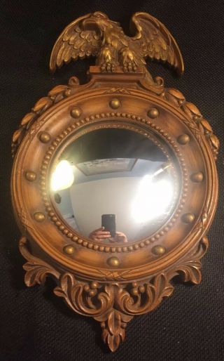 Mid Century Syracuse Ornamental Convex Bullseye Federal American Eagle Mirror.