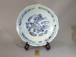 CHINESE MING PERIOD BLUE & WHITE HORSE PLATE DISH - MUSEUM PROVENANCE 6