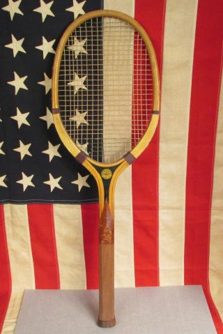 Vintage Broadway Racket Antique Wood Tennis Racquet Pawtucket,  R.  I.  Great Display