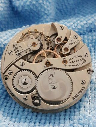 Illinois Springfield Pocket Watch Movement 17 Jewels X Parts