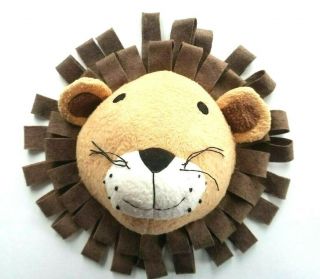 Vintage Stuffed Animal Lion Head Character Whiskers Wall Hanging W 16 X D 8