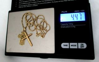 Antique 14k Gold Womens 18 " Necklace W 2 Christian Cross 4.  47 G Grams