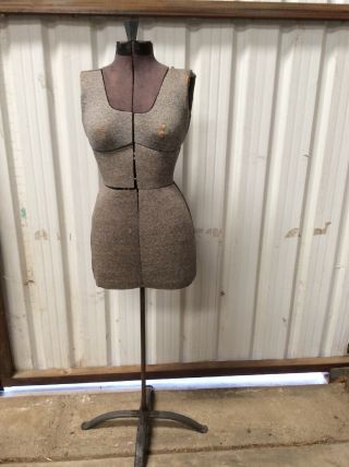 Antique Vtg Dress Form Sewing Mannequin Adjustable Stand 1900’s Vanity Steampunk