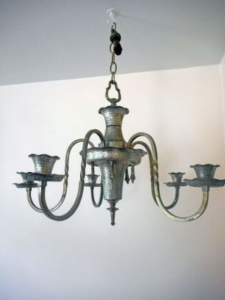 Antique/colonial/pewter/chandelier/estate Find/non - Electric/candle Only