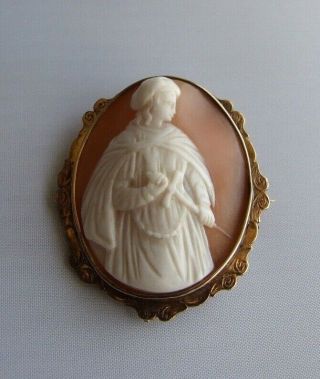 Unusual Antique Victorian Cameo Of A Turkish Warrior Gold Brooch
