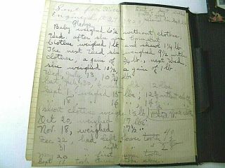 Antique Handwritten Day Diary & Ledger Of A Laborer 1919