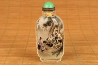 Chinese Old Glass Hand Painting Luban Learn An Artistic Skill Snuff Bottle