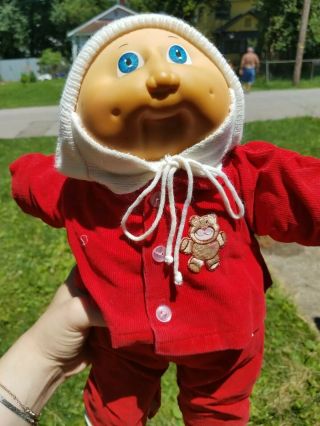 Vintage Cabbage Patch Baby Doll Red Snow Suit And Bonnet