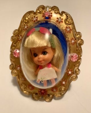 Vintage Liddle Kiddles Lucky Locket Doll Blond White Dress Mattel
